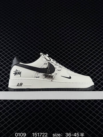 Nike Air Force 1 07 Low x Stussy White Olive Green 36-45 Lifestyle - Unisex (BS-73222)