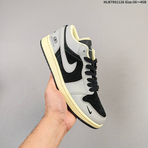 Nike Air Jordan 1 Low Black White Red 36 45B Lifestyle - Women's (BS-63065)