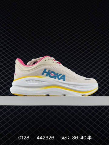HOKA ONE ONE Bondi 9 Light Grey Peach Blue Red EU 36-40 Running Shoe Running Sneakers - Unisex (BS-86306)