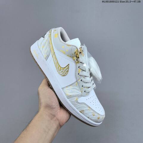 Jordan Air Jordan 1 Low White Light Gray Gold 35 5 47 5 Lifestyle - Unisex (BS-66897)