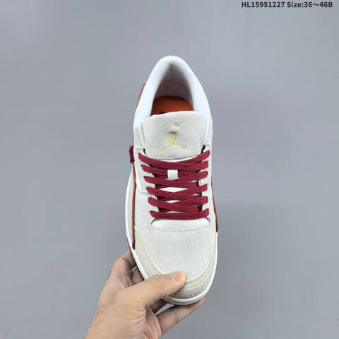Jordan Flight Court White Grey With Burgundy Laces And Gold Accents 36 46 Lifestyle - Unisex (BS-67229)