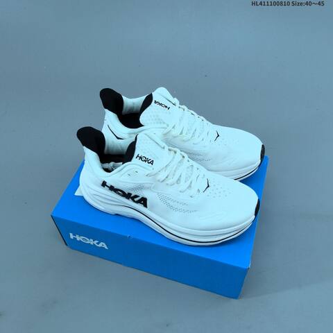 HOKA Clifton 10 Wide Black White EU 40-45 Running Shoe Running Sneakers - Men's (BS-69333)
