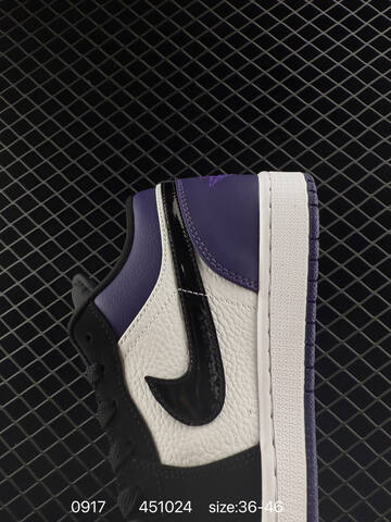 Jordan Air Jordan 1 Low 553558-125 Black White Purple EU 36-46 Basketball Shoe - Unisex BS-80698