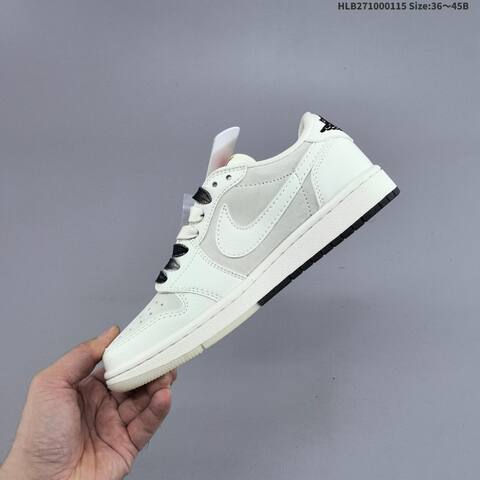 Nike Air Jordan 1 White Cream Black With Red Supreme-style Accents 36 45B Lifestyle - Women's (BS-66962)