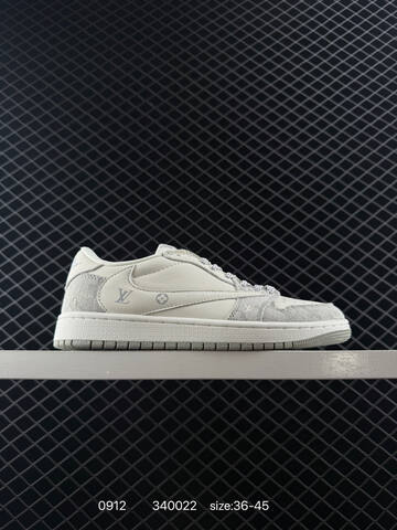 Jordan Air Jordan 1 Low Travis Scott Louis Vuitton Custom DM7866-002 Off White Brown Green Red EU 36-45 Sneaker - Unisex (BS-80725)