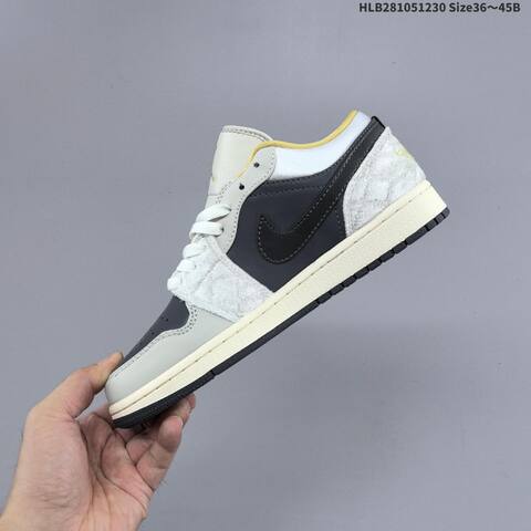 Jordan Air Jordan 1 Low SE Grey Cream Black Yellow EU 36-45 Lifestyle - Unisex (BS-67176)