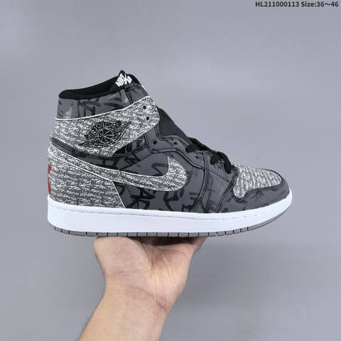 Nike Air Jordan 1 Retro High OG Black Grey White 36 46 Basketball - Unisex (BS-66996)