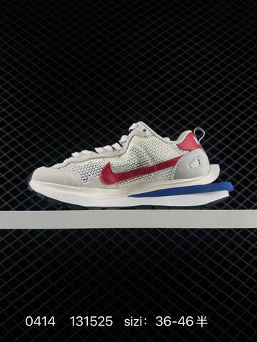 Nike Sacai x Nike VaporWaffle 3 0 Off-white Light Grey Suede Red Swoosh And Heel Detail Blue Midsole Accent White Midsole Black Outsole EU 36-46 Half Sizes Available Lifestyle - Unisex (BS-72118)