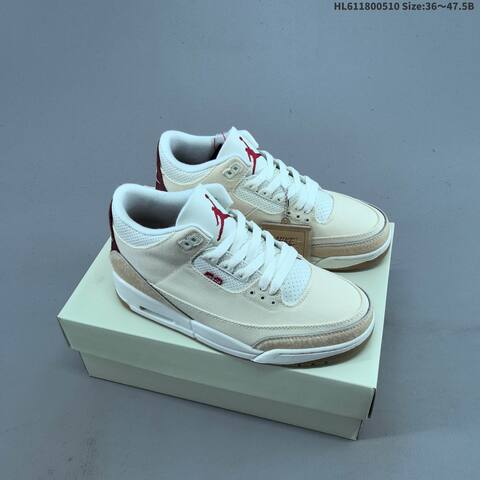 Jordan Air Jordan 3 Retro White Cream Red 36 47 5 Basketball - Unisex (BS-65999)