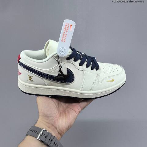 Jordan Air Jordan 1 Low White Navy Gold EU 36-45 Casual - Unisex (BS-65865)