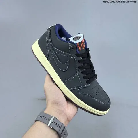 Jordan Air Jordan 1 Low Eastside Golf Black Charcoal With Sail Midsole And Burgundy Outsole EU 36-46 Casual - Unisex BS-65918