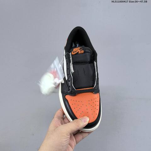 Jordan Air Jordan 1 Low Black White Orange 36 47 5 Casual - Unisex (BS-66163)