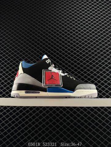 Jordan Air Jordan 3 Retro Rare Air Black White Blue Grey Red EU 36-47 Basketball Shoe - Unisex (BS-81347)