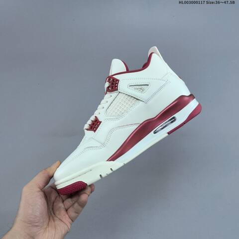 Jordan Air Jordan 4 Retro White White-sierra Red 36 47 5 Basketball - Unisex (BS-66941)