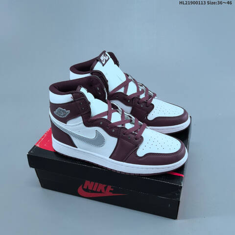 Nike Air Jordan 1 Retro High OG White Burgundy Gray 36 46 Basketball - Unisex (BS-62025)