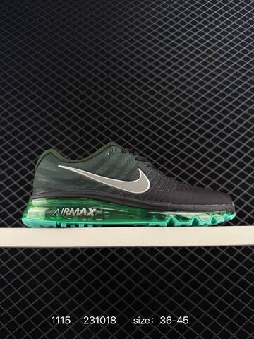 Nike Air Max 2017 Triple Black With Green Translucent Air Unit 36-45 Running - Unisex (BS-74188)