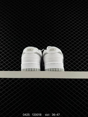 Nike SB Dunk Low Pro White With Metallic Silver Accents 94 Heel Embroidery Supreme Midsole Marking EU 36-47 Skate - Unisex (BS-71876)