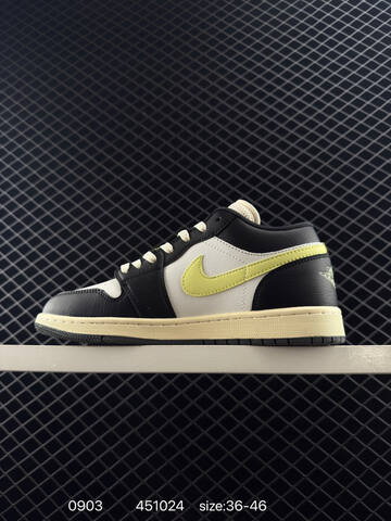 Jordan Air Jordan 1 Low HQ3009-003 Black White Pale Yellow Cream EU 36-46 Sneaker - Unisex (BS-80779)