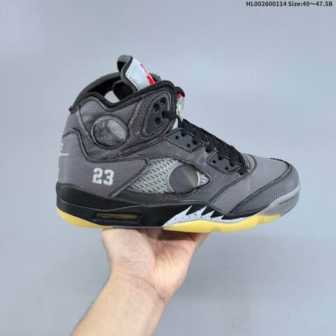 Jordan Off-White x Air Jordan 5 Retro SP Black Gray Blue With Red Accents EU 40-47 5 Basketball - Men's (BS-66976)