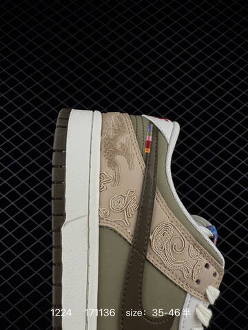 Nike Dunk Low Olive Beige White Brown With Red Accents 35-46 Casual - Unisex (BS-73532)