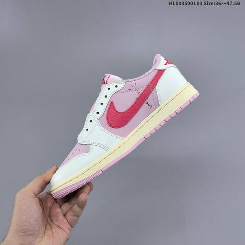 Nike Travis Scott x Air Jordan 1 Low Pink White Red 36 47 5 Lifestyle - Unisex (BS-67132)