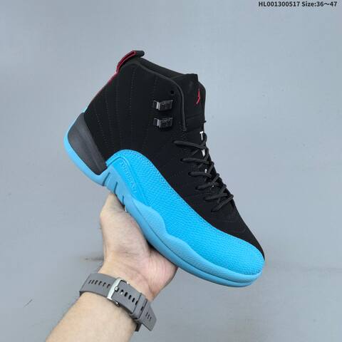 Jordan Air Jordan 12 Retro Black Gamma Blue Red 36 47 Basketball - Unisex (BS-65942)
