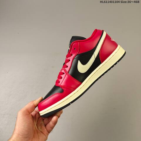 Jordan Air Jordan 1 Low Black Red With Cream Accents EU 36-46 Lifestyle - Unisex (BS-63925)