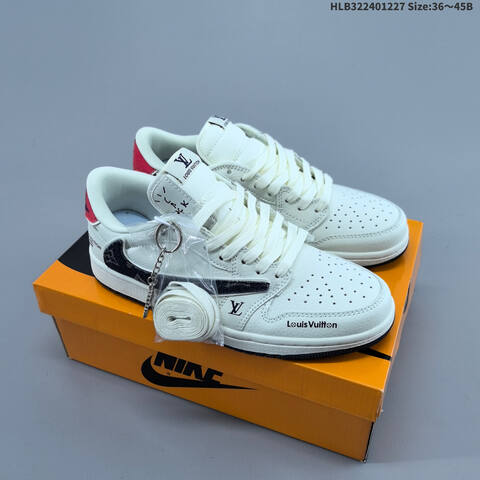 Nike Air Jordan 1 Low White Black Red With Monogram Print EU 36-45 Lifestyle - Unisex BS-67235