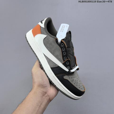 Nike Air Jordan 1 Retro Low Travis Scott Grey Black Brown White 36 47B Lifestyle - Women's (BS-66920)