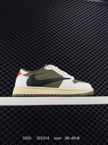Jordan Air Jordan 1 Low Travis Scott Reverse Olive Sail Olive Black Red Cream EU 36-45 Sneaker - Unisex (BS-80477)