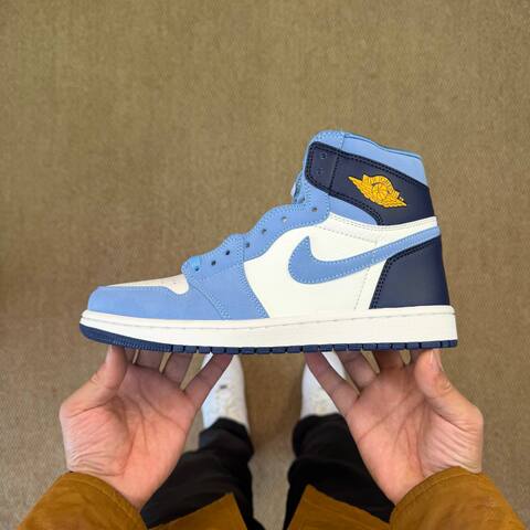 Jordan Air Jordan 1 High OG First In Flight FD2596-400 Sail University Blue Navy USA 8 EU 41 Basketball Shoe - Men's (BS-87233)