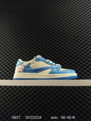 Jordan Air Jordan 1 Low Travis Scott Fragment Custom University Blue Sail White EU 36-45 Skate Shoe - Unisex BS-80615