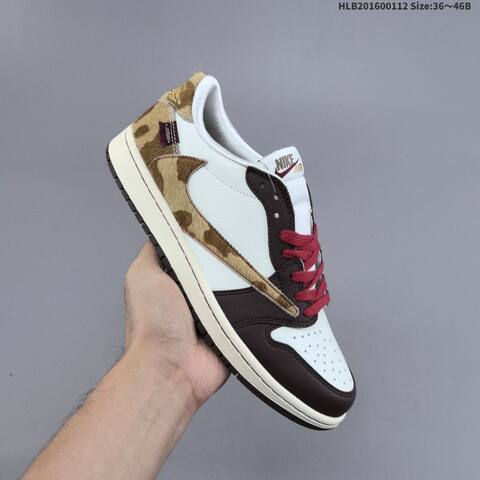 Nike Air Jordan 1 Low OG White Black-brown With Burgundy Laces And Camo Accent 36 46 Lifestyle - Unisex (BS-66997)