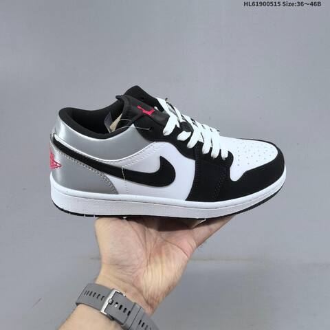 Jordan Air Jordan 1 Low Black White Silver Pink 36 46B Lifestyle - Women's (BS-65961)