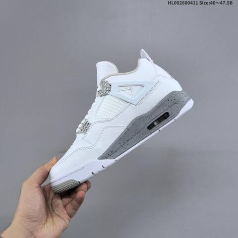 Jordan Air Jordan 4 Retro White Oreo White Tech Grey Black Fire Red EU 40-47 5 Basketball - Men's (BS-66249)