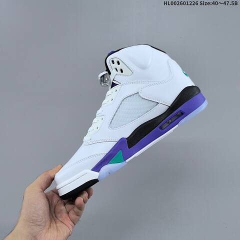 Jordan Air Jordan 5 Retro White Purple Black Teal 40 47 5 Basketball - Men's (BS-67271)