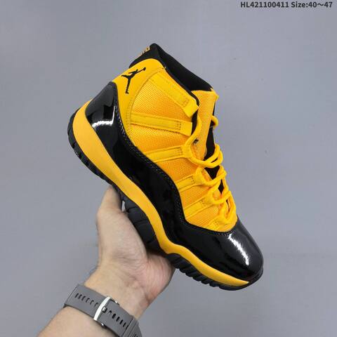 Jordan Air Jordan 11 Retro High Black And Yellow 40 47 Basketball - Men s BS-66235