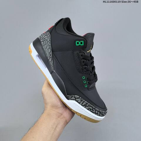 Jordan Air Jordan 3 Retro Black Green Gold 36 45 Basketball - Unisex (BS-66921)
