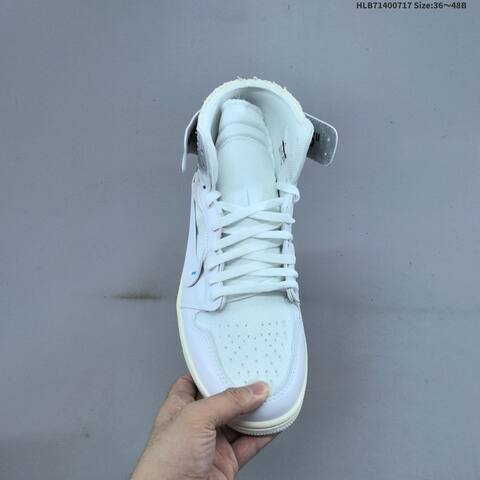 Nike Off-White x Air Jordan 1 Retro High OG White Cream With Gray Suede And Orange Blue Accents 36 48B Casual - Women's (BS-66145)