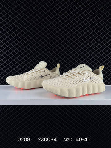 Nike Mind 002 Beige Cream With Black Swoosh And Orange Outsole Accents 40-45 Training - Men's (BS-72798)