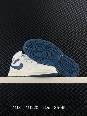 Jordan Air Jordan 1 Mid White Dark Blue Sail EU 35-45 Basketball Shoe - Unisex (BS-80296)