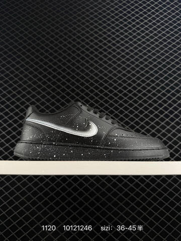 Nike Court Vision Low Black With White Speckle And White Swoosh 36-45 Casual - Unisex (BS-74101)