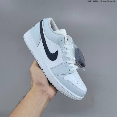 Jordan Air Jordan 1 Low White Light Blue Navy 36 46 Casual - Unisex (BS-66955)