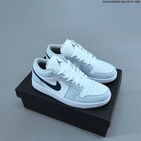 Jordan Air Jordan 1 Low White Light Grey Black 35 5-46 Casual - Unisex (BS-66171)