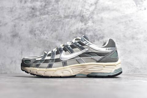Nike P-6000 Grey Silver Cream White Blue Running Shoe (BS-59692)