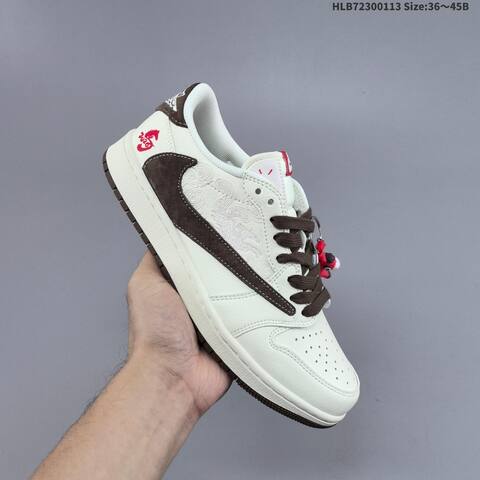 Nike Air Jordan 1 Low White Brown Red 36 45 Lifestyle - Unisex (BS-66995)