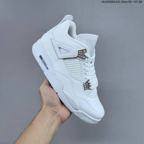 Jordan Air Jordan 4 Retro White Metallic Silver 36 47 5 Basketball - Unisex (BS-67164)