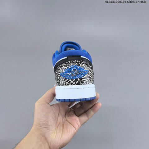Nike Air Jordan 1 Low White Gray Blue Black 36 46B Casual - Women's (BS-67063)