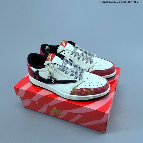 Nike Air Jordan 1 Low White Red Black 36 45B Lifestyle - Women's (BS-66906)