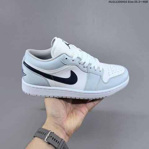 Jordan Air Jordan 1 Low White Light Grey Black 35 5-46 Casual - Unisex (BS-66171)